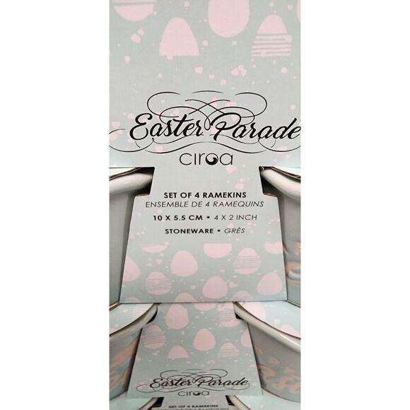 Ciroa Ramekins Happy Easter Pastel Purple Bunny Rabbit Candy Dish Stoneware New - Picture 5 of 5